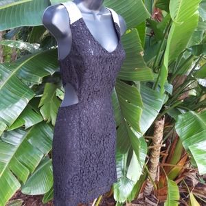 Cutout sequin and lace dress